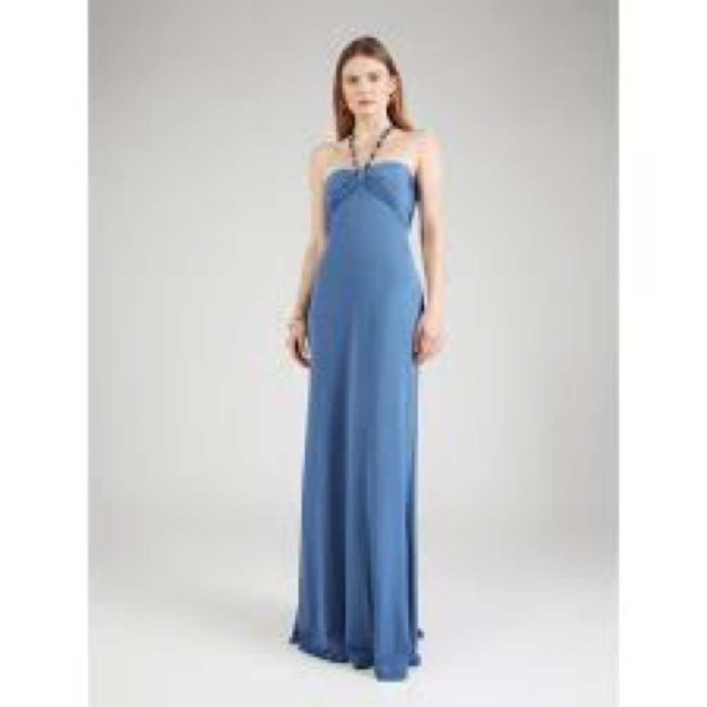 Lauren Ralph Lauren Strapless Elegant Blue Maxi Dress NWT Size 16